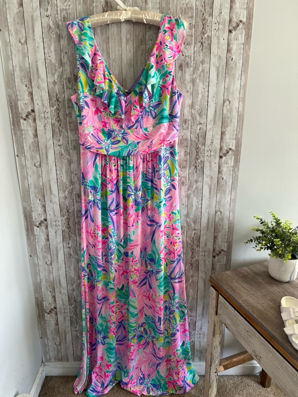 Lilly Pulitzer Mirella It Was All A Dream Pink Tropical Floral Maxi Dress XL